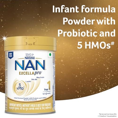 Nestlé NAN EXCELLAPRO Stage 1 Infant Formula Milk Powder with HMOs & Probiotic for Babies (Up To 6 Months), 400g Tin With Smartlid 3