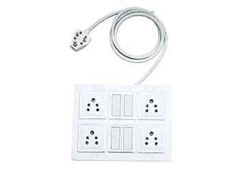 4 Socket 4 Switch Extension Board with Power Cable Wire Plug Electric Extension Box for Home, Office, Appliances Tar Shockproof Power Board with Sockets | 3-Pin top | (5 Meter)