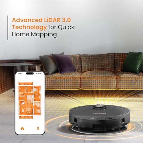 Eureka Forbes SmartClean Home Mapping Turbo, 7000Pa HyperSuction Robotic Vacuum Cleaner | LiDAR 3.0 & Quick Home Mapping | Wet Mopping | 3-Hour Run Time | Smart App Control | Voice Control 2
