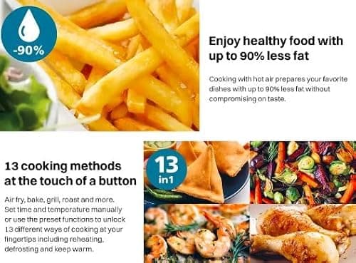 PHILIPS NA221/00 4.2L 1500 Watt Digital Air Fryer with Rapid Air Technology (Black) -NA221/00 6