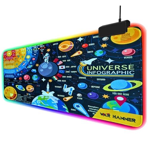 WAR HAMMER GX6050 RGB Gaming Mouse Pad with Micro Weave Texture, 14 RGB Modes, Anti Slip Rubber Base (800x300mm)