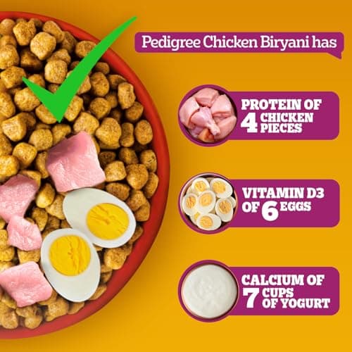Pedigree Adult Dry Dog Food, New Chicken Biryani Flavour, 2.8kg, Protein of 4 Chicken Pieces, Vitamin D3 of 6 Eggs, Calcium of 7 Cups of Yogurt, 100% Complete and Balanced Nutrition​ 5
