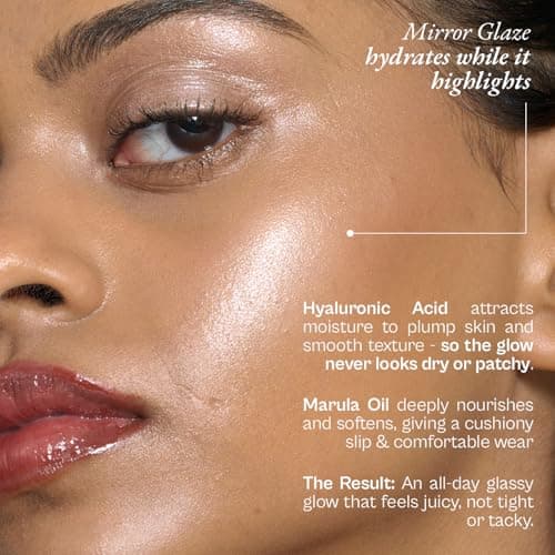 FAE Beauty Mirror Glaze - Glass Balm Illuminator | Dewy, High Shine Illuminating Multi Stick | Long Wear | For high-shine, glassy glow | Made with LumiPearl Technology, Hyaluronic Acid, Marula Oil | S 5