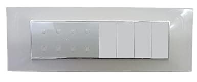 Smarteefi Touch 8 Port Modular WiFi Smart Switch Board (7 Light Switch + 1 Switch 16A), Customizable with add-on modules, Compatible with Alexa & Google Home (Size: 8M-Horizontal (262mmx90mmx40mm))