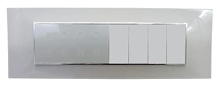 Smarteefi Touch 8 Port Modular WiFi Smart Switch Board (7 Light Switch + 1 Switch 16A), Customizable with add-on modules, Compatible with Alexa & Google Home (Size: 8M-Horizontal (262mmx90mmx40mm))