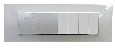 Smarteefi Touch 8 Port Modular WiFi Smart Switch Board (7 Light Switch + 1 Switch 16A), Customizable with add-on modules, Compatible with Alexa & Google Home (Size: 8M-Horizontal (262mmx90mmx40mm))