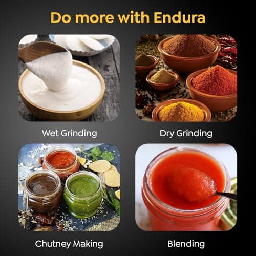 Prestige Endura 1000W Mixer Grinder with Ball Bearing Technology|Stainless Steel 3 Jars with Flow breakers|Overload protection|Black & Silver 2