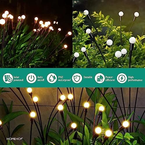 Homehop Solar Light Outdoor Swaying Firefly Garden lamp with 8 Led, Waterproof for Home Decor & Courtyard, Auto On/Off,Warm White (ABS Stainless Steel) 4