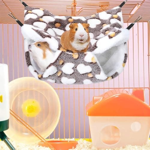 Qpets Winter Hammock Bed For Small Animals, Hibernation Plush Hammock Bed Hanging Squirrel House Small Pets Sleeping Bag For Guinea Pig, Ferrets, Hamsters, Hedgehogs, Chinchillas (L) - Multicolor 2