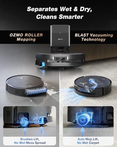 ECOVACS DEEBOT X9 PRO Omni Robot Vacuum and Mop, Blast™ 16,600Pa Suction, OZMO Roller Instant Self-Washing Mopping, ZeroTangle™ 3.0, Triple Lift System, AI Smart Navigation, Hands-Free Omni Station 4