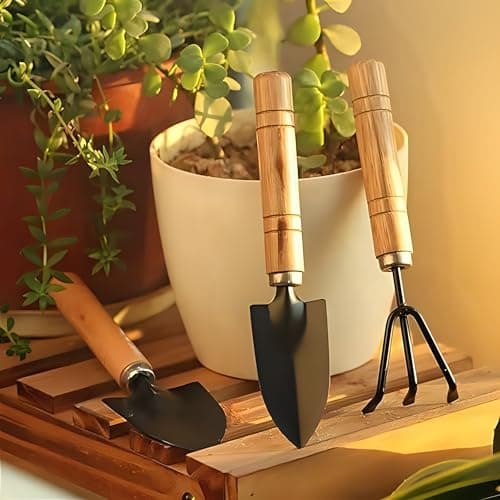 Generic 3 Pcs Gardening Tool Set, Hand Tool Kit for Home Gardening, Small Sized Hand Cultivator, Small Trowel & Garden Fork, Perfectly Sized for Kids, Ideal for Home Gardening, Flower Pot and Lawn 2