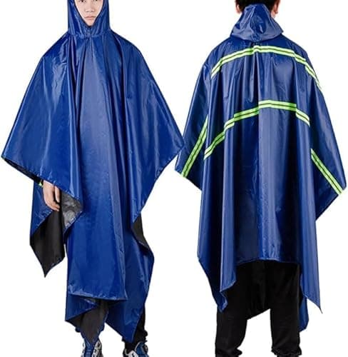AUGEN Unisex Outdoor Rain Poncho for Adult, Multi Use, Waterproof, Lightweight, Reusable & Packable, One Size Fits Most (IN, Alpha, Free Size, Blue)