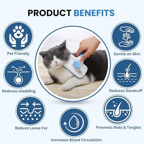 Foodie Puppies Self Cleaning Slicker Brush, Pet Grooming Shedding Brush for Dogs and Cats - Easy to Remove Loose Undercoat, Pet Massaging Tool Suitable for Pets with Long or Short Hair (Rectangular) 5
