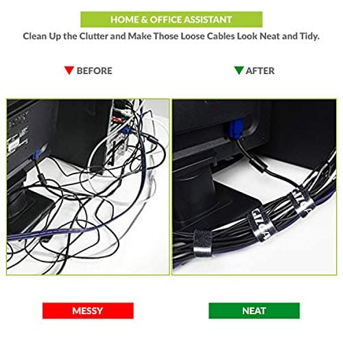 GIZGA Essentials Cable Organiser, Cord Management System for PC, TV, Home Theater, Speaker & Cables, Reusable Cable Organizer for Desk, WFH Accessories, Organizer Tape Roll, Reusable Cable Ties Strap 3