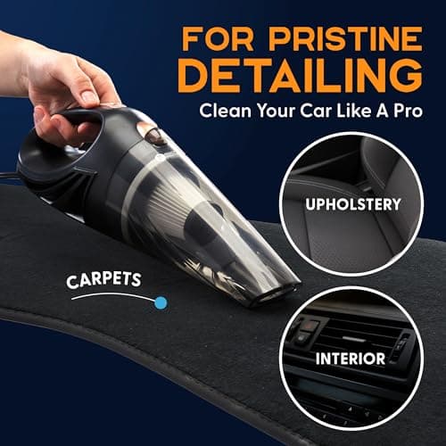 ThisWorx for Car Vacuum Cleaner 12V Handheld Portable for Deep Cleaning|110W Vacuum Motor&4200Pa Powerful Suction,16 Ft Cord,Hepa-Filter&Bag for Travel-Car Accessories(Black),1.089 Kilogram 4