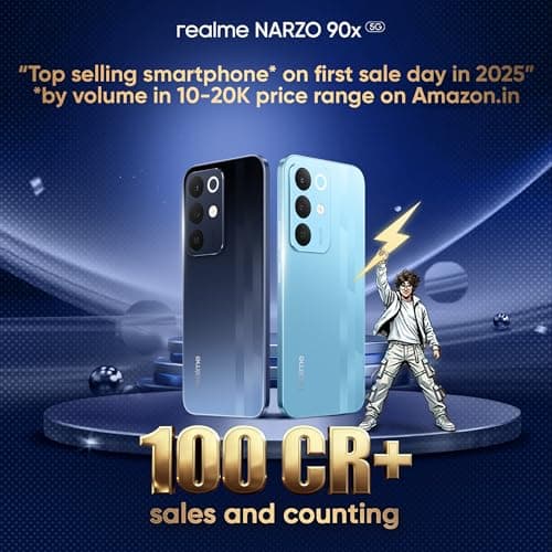realme NARZO 90x 5G (Flash Blue,6GB+128GB) | 7000mAh + 60W Biggest Battery & Fastest Charging in the Segment* | 144Hz Bright Display | Sony 50MP AI Rear Camera | AI Assist | 400% Ultra Boom Speaker 2