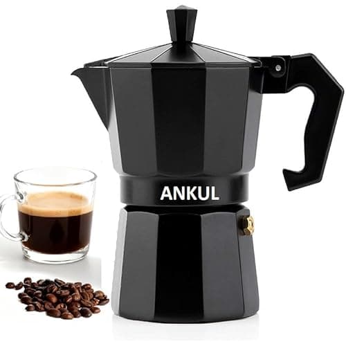 ANKUL 2-in-1 Moka Pot Espresso Maker | Stovetop & Induction Compatible | 150ml Premium Aluminium | Italian Style Percolator Coffee Brewer | Brews 2-3 Cups | Espresso, Americano & More (150ml)