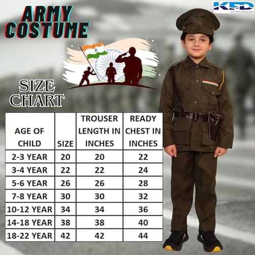Kaku Fancy Dresses Polyester Indian Army Costume/Our Helper/National Hero Costume for 10-12 Years Kids, For Boys & Girls 2