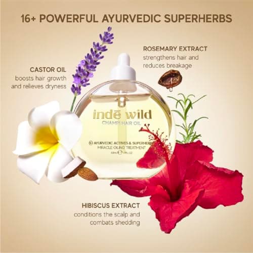 indē wild Champi Hair Oil With Rosemary Oil, Brahmi, Amla, Bhringraj | Ayurvedic, Hair Growth, Controls Dandruff, Hairfall | Soothing Fragrance | 130ml 5