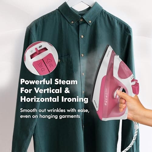 Havells TruSteam 1600 Watt Steam Iron with Self Cleaning Function|Vertical & Horizontal Ironing|220 ml Tank for Longer Ironing|High Steaming Rate upto 15 gm/min|2Yr Manufacturer Warranty(Pink) 3