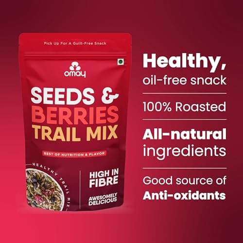 Omay Foods Seeds & Berries Mix, 400g Pouch | Trail Mix | Roasted Seeds, Dried Berries | Antioxidants, Omega-3 & Fibre | No Added Sugar | Oil-Free | Healthy Snack for Weight Loss 4
