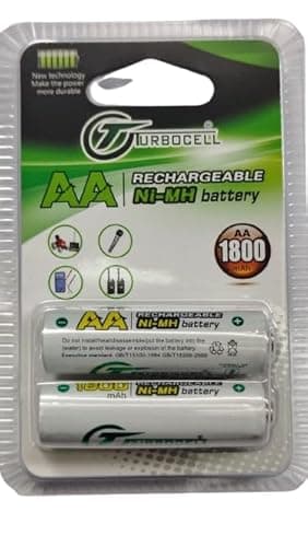 Turbocell AA Ni-MH 1800 mAh 1.2v Rechargeable Battery for Toys, Clock, Gaming Console, Torch, Remote, Trimmer etc Pack of 2 Batteries