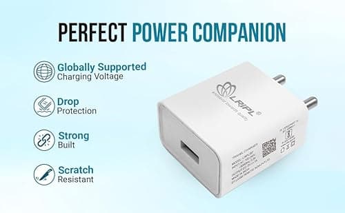 LRIPL 5V 1A USB Charger with Micro USB Data Cable – Compact Single Port Wall Adapter for Mobile Phones, Bluetooth Devices, Smartwatch, Earphones & Small Gadgets (White) 5