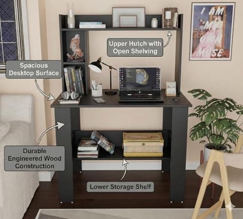 Spyder Craft Portable Work from Home Study Desk Engineered Wood Office Table Engineered Wood Multipurpose Table (Free Standing, Finish Color - Black, DIY(Do-It-Yourself)) 6