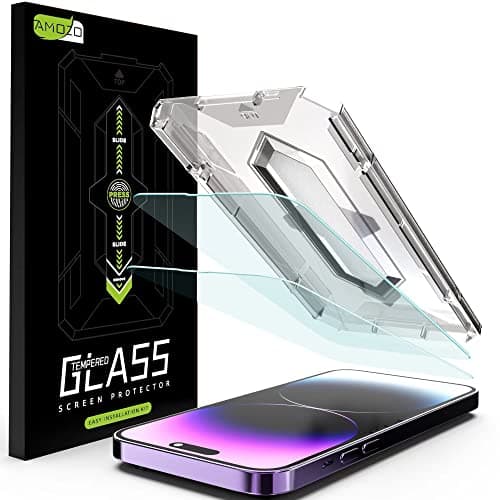 Amozo Easy Fit Tempered Glass Screen Protector Guard for iPhone 16 Plus/iPhone 15 Plus Edge To Edge Coverage (with easy applicator) - Pack of 2