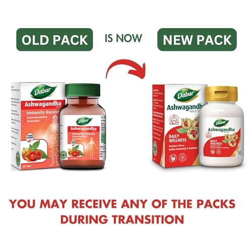 Dabur Ashwagandha Tablets - 60 tabs | General Wellness Tablets | Stress Relief | Rich in Antioxidants | Immunity Booster | Rich in Antioxidants | Rejuvenates Body 2