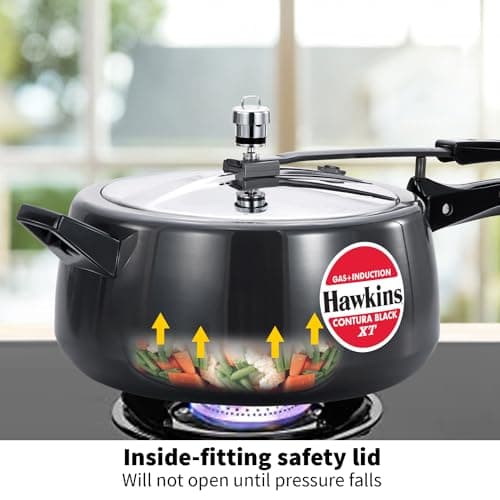 Hawkins 6.5 Litre Contura Black XT Pressure Cooker, Hard Anodised Inner Lid Cooker, Induction Cooker, Black (CXT65) 5