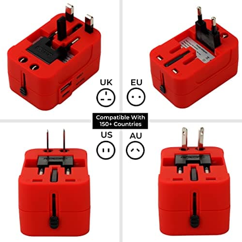 rts 224+ Countries Universal Travel Adapter with USB-C Type C & USB International All in One Travel Adapter, Universal Travel Essentials with 2.4A Universal Adaptor, for Phone, Laptop, Mobile, Tablet 5