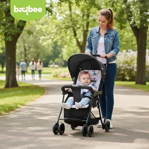 Baybee Stroller Baby for Boy & Girl 0 to 3 Years | Foldable Strollers with Canopy, Parent Handle, 2-Position Adjustable Seat, 2-Point Safety Belt | Travel Pram for Kids (Black) 2