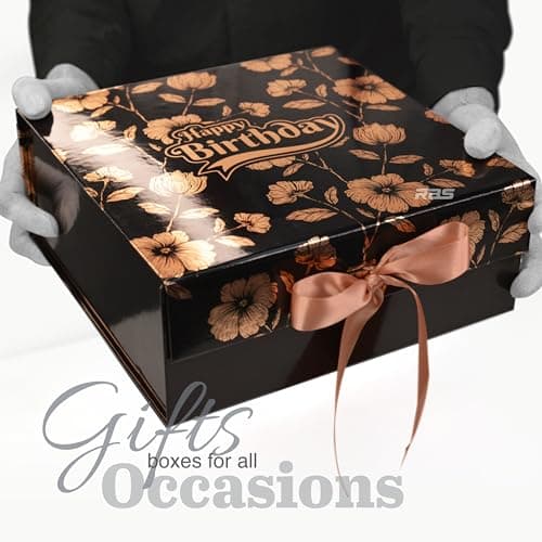 RBS® - MEDIUM Birthday Gift Boxes (26 x 26 x 10cm) Empty Gift Box for Packing (1 Pack) Holding Upto 8kg Hamper Boxes for Gift Empty Multipurpose Birthday Gift for Couple Special (Chinese Peonies) 5