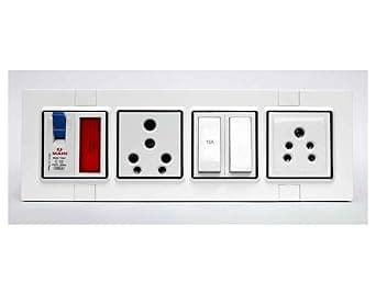 Premium Modular Electrical Switchboard with DualSwitches, Multi-Purpose 3-Pin & 5-Pin Sockets,20amp socket, Home and Officel, Durable Wall-Mount Electricity Control,with mcb Protection