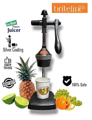 BRITELINE Manual Hand Juicer with Vegetable Cutter | Juicer Handy for Kitchen For Fruits & Vegetables Hand Juicer (Silver) 3