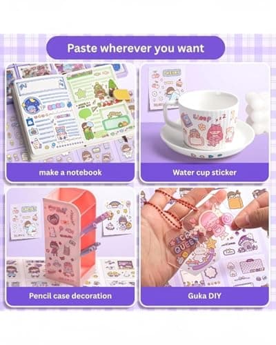 Long Box Stickers-200 Sheets Kawaii Aesthetic Stickers for Scrapbooking, Journaling, DIY Crafts & Gifts-Cute Girls Travel-Themed Paper Stickers for Kids,Teens & Stationery Lovers (Style -4) 5