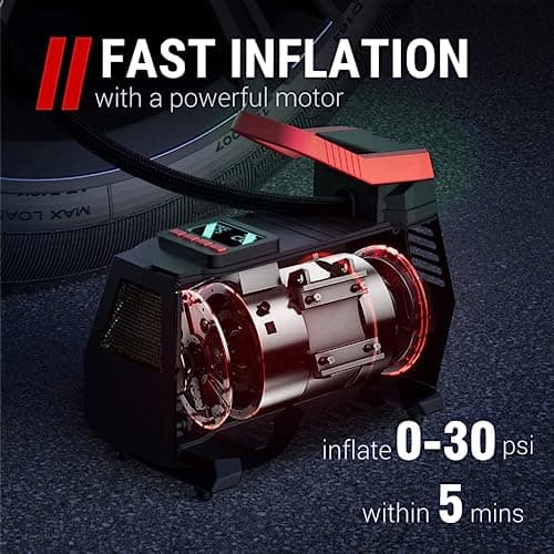 TUSA AC/DC 2-in-1 Tyre Inflator - Portable Air Compressor for Car & Home, Air Pump with Auto Shutof & Fast Inflation. 2