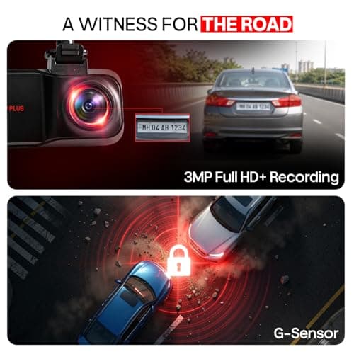 CP PLUS Dash Cam for Car CP-W310 | 3MP Full HD+ Single Channel Dashcam | 1296P Recording | Built-in Microphone | WiFi (AP Mode) | G-Sensor | Night Vision | 137° Wide View Angle | Supports 1TB SD Card 3