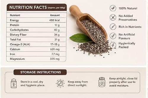 Nutribites Chia Seeds 1kg| Premium Superfood for Weight Management & Hydration | Ideal for Smoothies, Oats & Summer Drinks 3