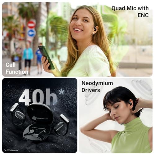 ZEBRONICS PODS O, Wireless Open-Ear Earbuds, OWS, 40 Hrs Backup, Neodymium Drivers, Ultra Comfort Fit, Quad MIC ENC, Rapid Charging, Bluetooth, Dual Pairing, Flash Connect, Low Latency Gaming (Black) 4