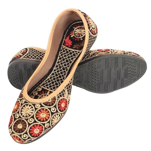 DFR Women Ethnic Rajasthani Embroidery Punjabi Mojari's Juti's Jutti’s, Color - MULTI1, UK Size - 8