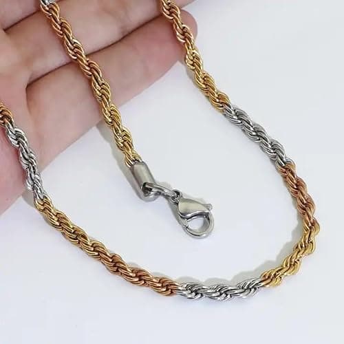 MEENAZ Chains for women stylish necklace for woman jewellery for womens Demi Fine Gold Silver Neck Chain anti tarnish jewelry gifts for womans Long Chains set Stainless Steel Western Minimal -53 4