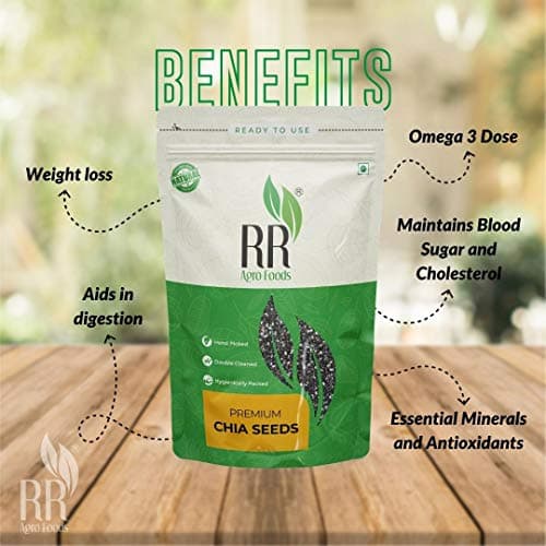 R R AGRO FOODS - Premium Raw Chia Seeds 1 KG | High-Fibre Omega-3 Plant Protein Superfood for Smoothies, Baking & Healthy Recipes | Black Chia Seeds India 2