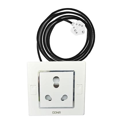 Glare Max Extension Board Cona Switch Socket 1.5mm Heavy Duty Copper 8 Meter Wire Plastic Electrical Switch Board with 16Amp Socket with 6Amp 3 Pin Top (White)