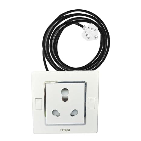 Glare Max Extension Board Cona Switch Socket 1.5mm Heavy Duty Copper 8 Meter Wire Plastic Electrical Switch Board with 16Amp Socket with 6Amp 3 Pin Top (White)