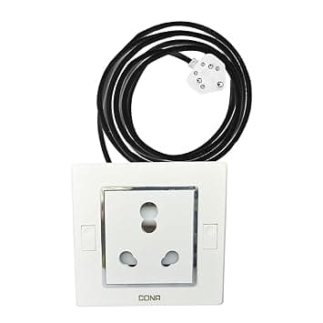 Glare Max Extension Board Cona Switch Socket 1.5mm Heavy Duty Copper 8 Meter Wire Plastic Electrical Switch Board with 16Amp Socket with 6Amp 3 Pin Top (White)