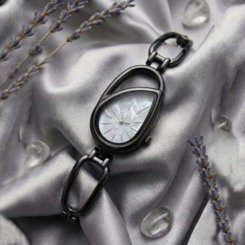 styledose Luxury Teardrop-Shaped Women’s Dress Watch Analog Watch for Women –Wrist Watches for Women's & Girls&Ladies (Black-White) 2