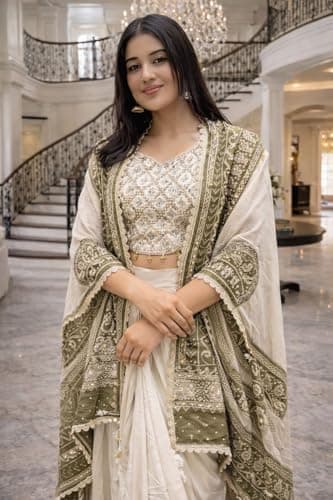 Fashion Since Women's And Girls Indowestern three piece set with embroidery Chinon Silk Fabric Dhoti Blouse Shrug Traditional Indian Ethnic Wear, Wedding Festive Occasion 2