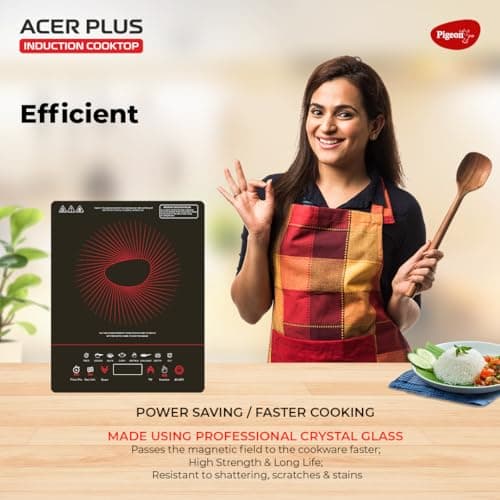 Pigeon By Stovekraft ABS Plastic Acer Plus Induction Cooktop 1800 Watts With Feather Touch Control - Black 5